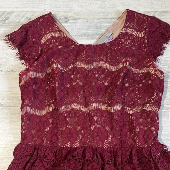Anthropologie Maeve Burgundy Lace Dress Size Small - Picture 4 of 11